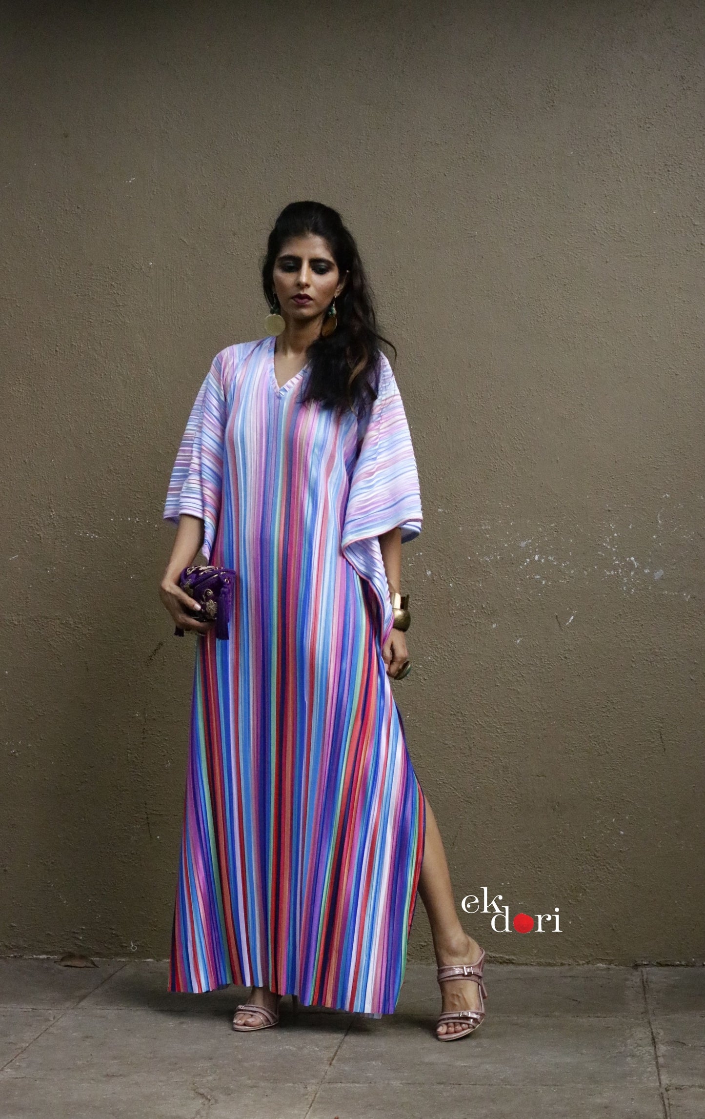 Unicorn Dust Micropleated Kaftan Dress : Statement Micropleated Kaftan Kurta Dress