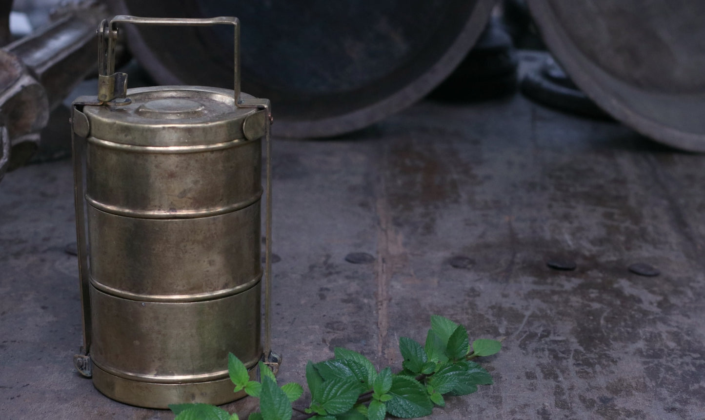 Vintage Brass Home Decor : Vintage Brass Indian Tiffin Carrier