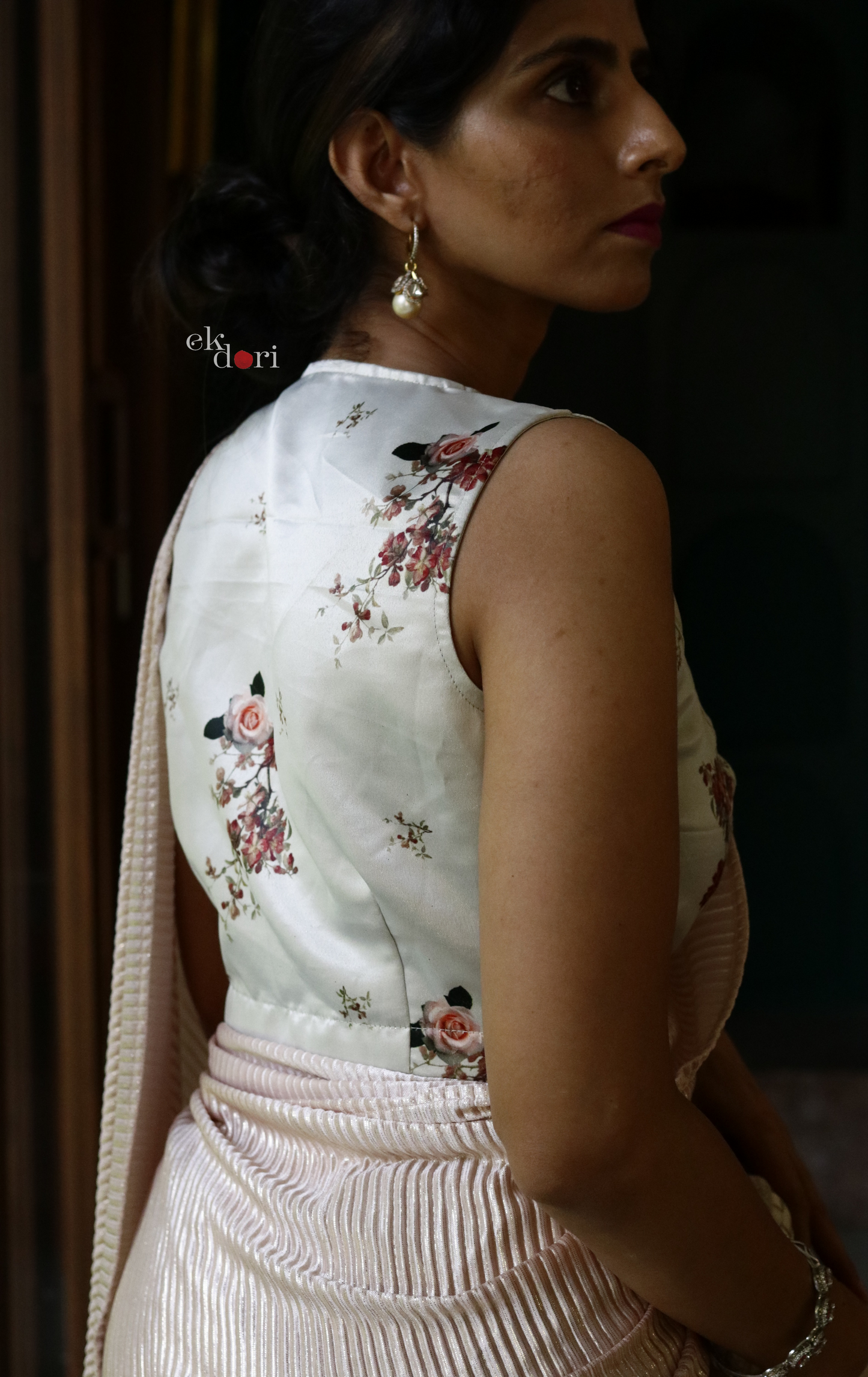 Vintage Rose Saree Blouse : Buy Cotton Satin Saree Blouse