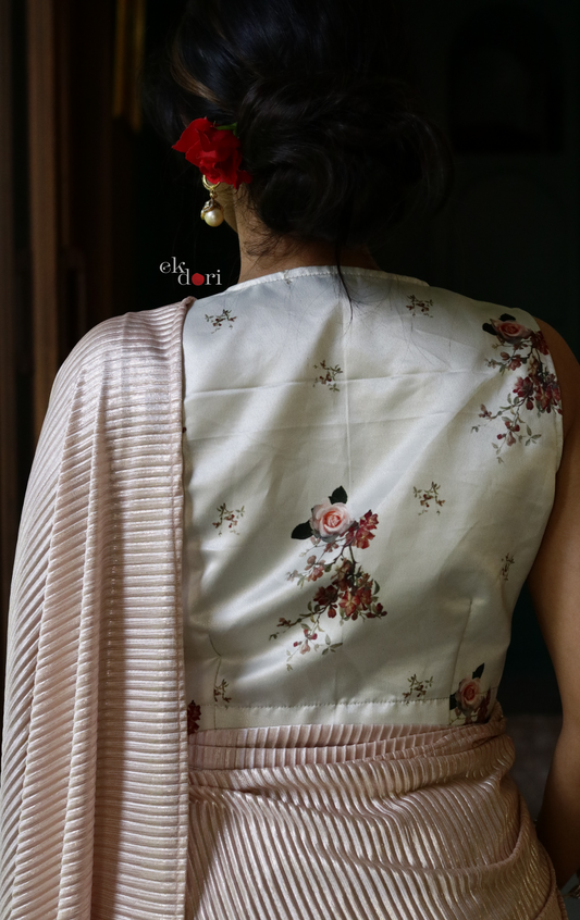 Vintage Rose Saree Blouse : Buy Cotton Satin Saree Blouse